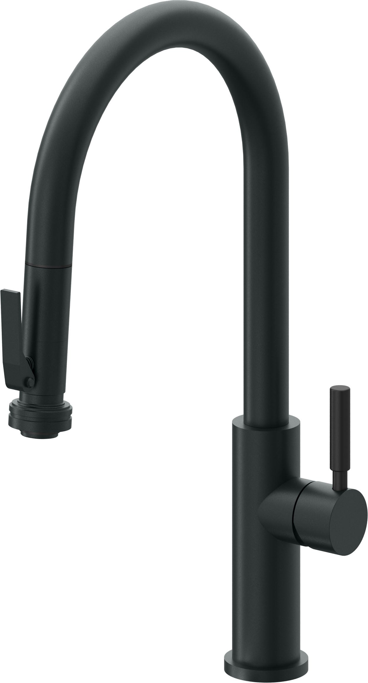California Faucets Corsano Llave de Cocina Extraible Contemporanea con Rociador de Apretar - Pico Alto en Arco - Carbón