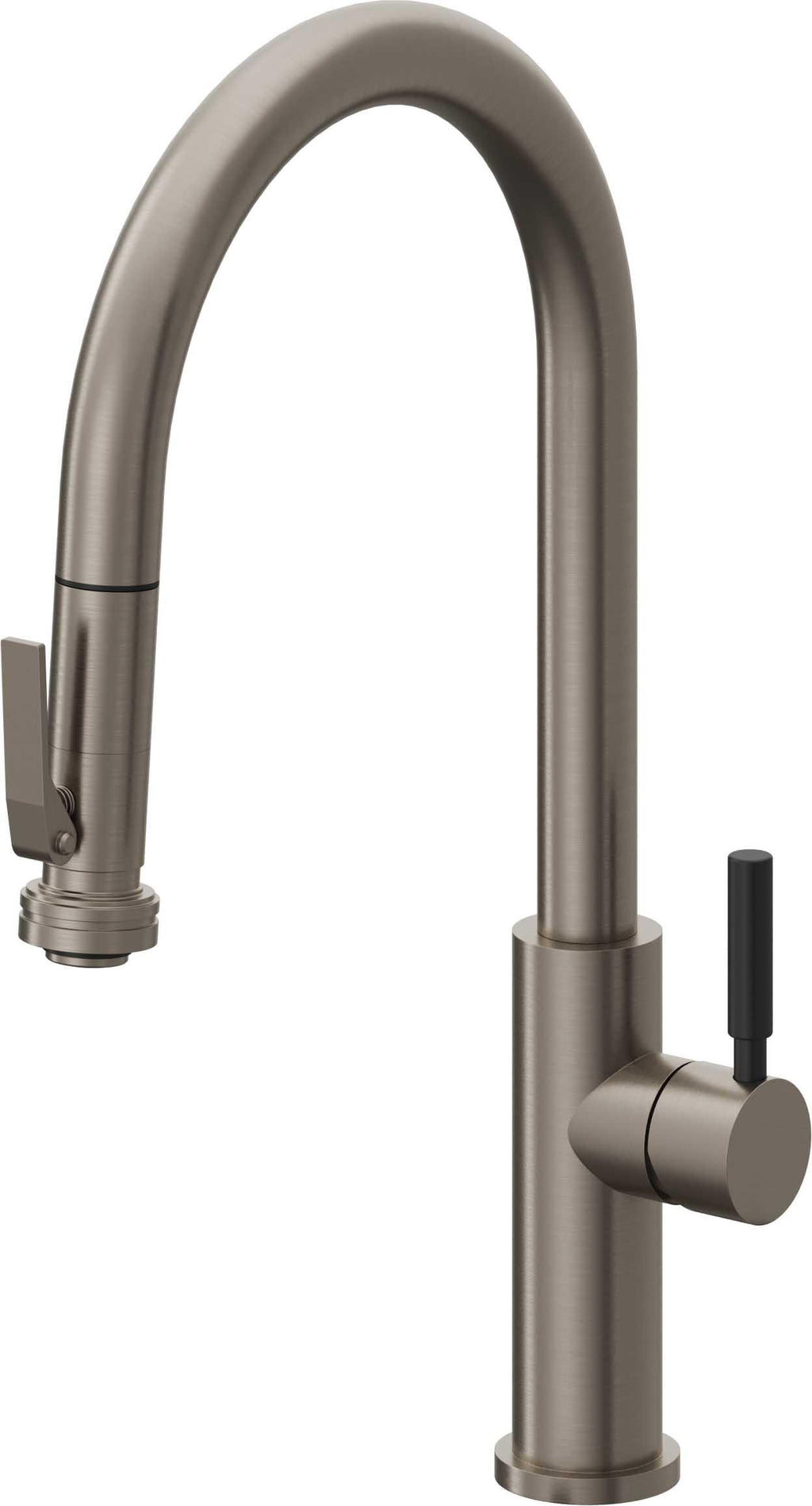 California Faucets Corsano Llave de Cocina Extraible Contemporanea con Rociador de Apretar - Pico Alto en Arco - Grafito