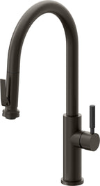 California Faucets Corsano Llave de Cocina Extraible Contemporanea con Rociador de Apretar - Pico Alto en Arco - Bronce Oscuro