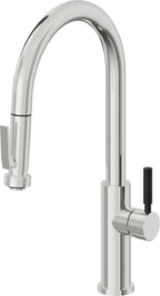 California Faucets Corsano Llave de Cocina Extraible Contemporanea con Rociador de Apretar - Pico Alto en Arco - Cromo Pulido