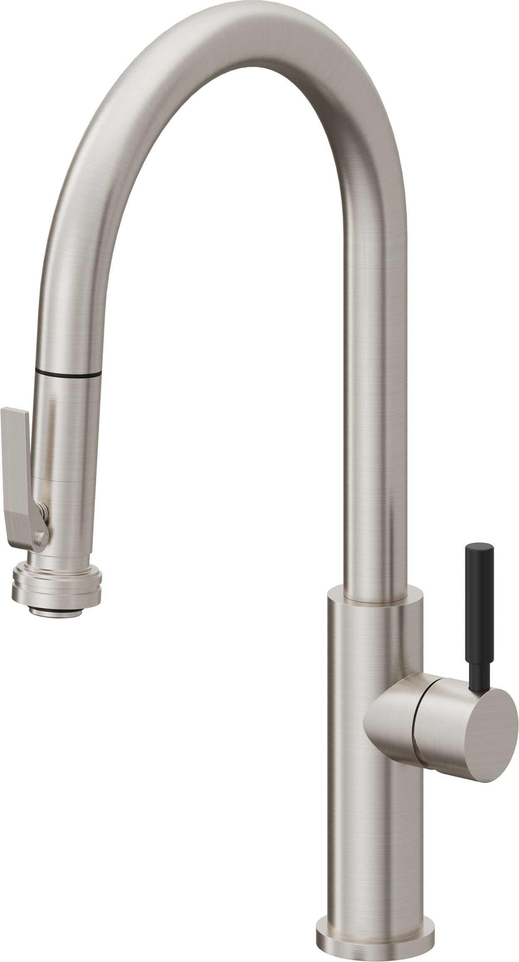 California Faucets Corsano Llave de Cocina Extraible Contemporanea con Rociador de Apretar - Pico Alto en Arco - Acero Inoxidable Ultra
