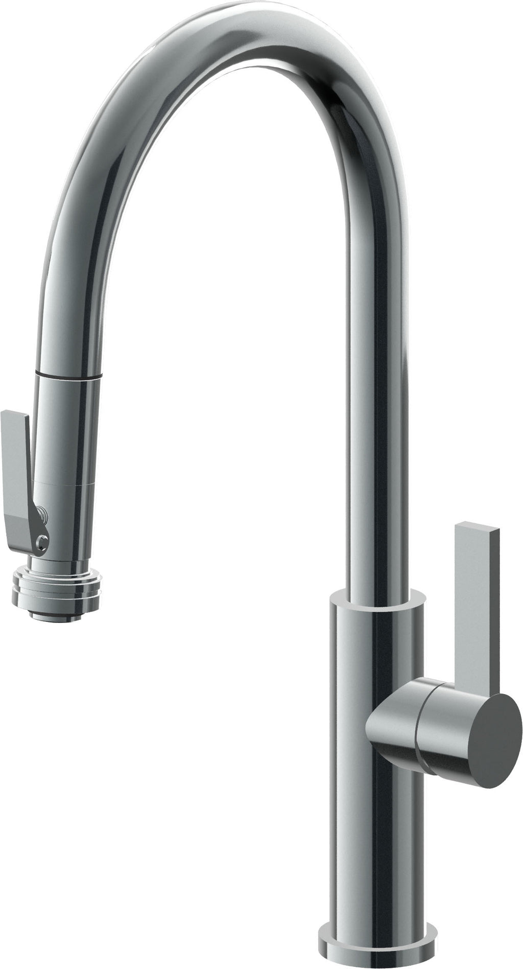 California Faucets Corsano Llave de Cocina Extraible Contemporanea con Rociador de Apretar - Pico Alto en Arco - Níquel Negro