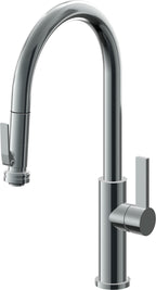 California Faucets Corsano Llave de Cocina Extraible Contemporanea con Rociador de Apretar - Pico Alto en Arco - Níquel Negro