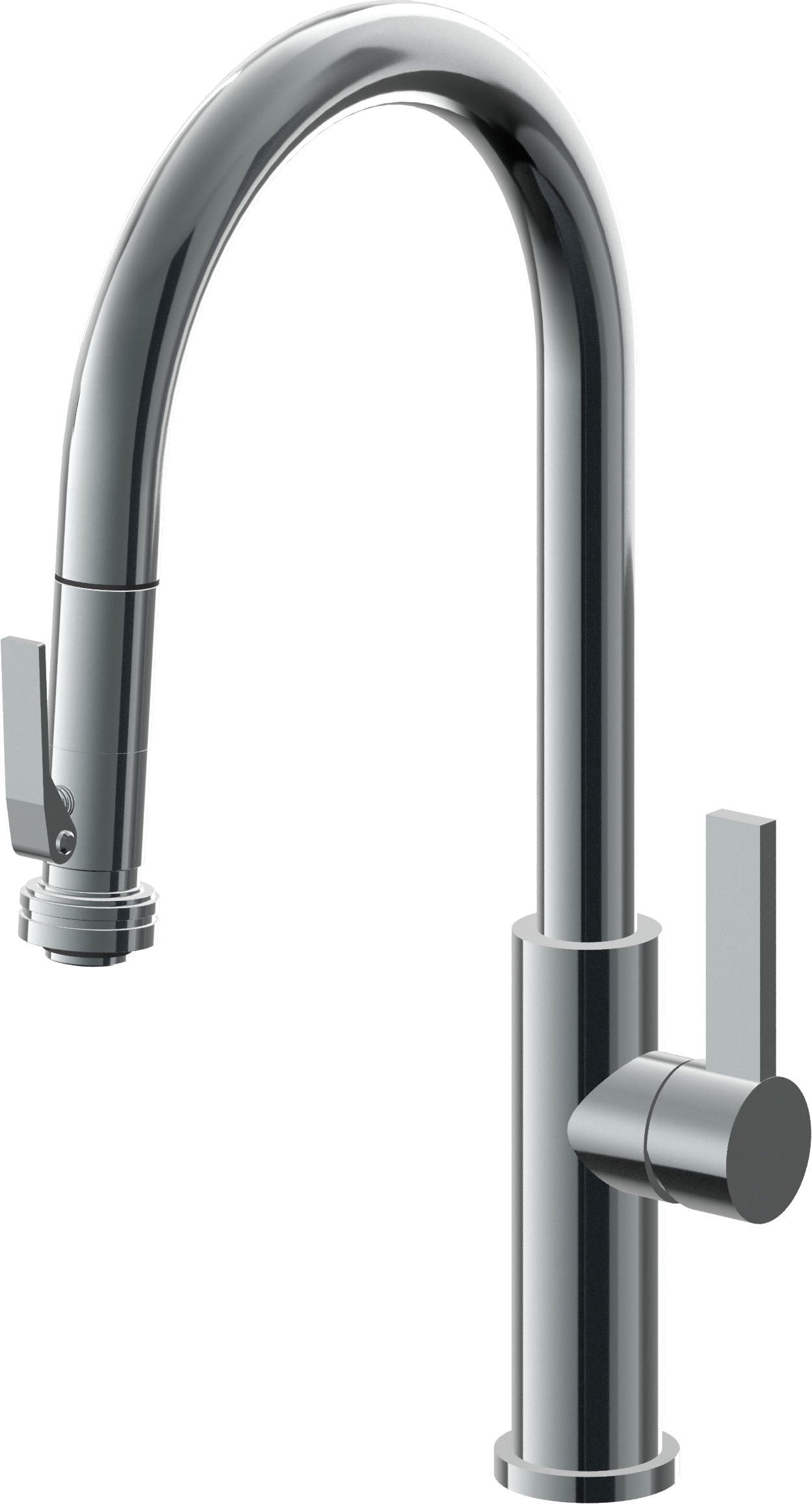 California Faucets Corsano Llave de Cocina Extraible Contemporanea con Rociador de Apretar - Pico Alto en Arco - Níquel Negro