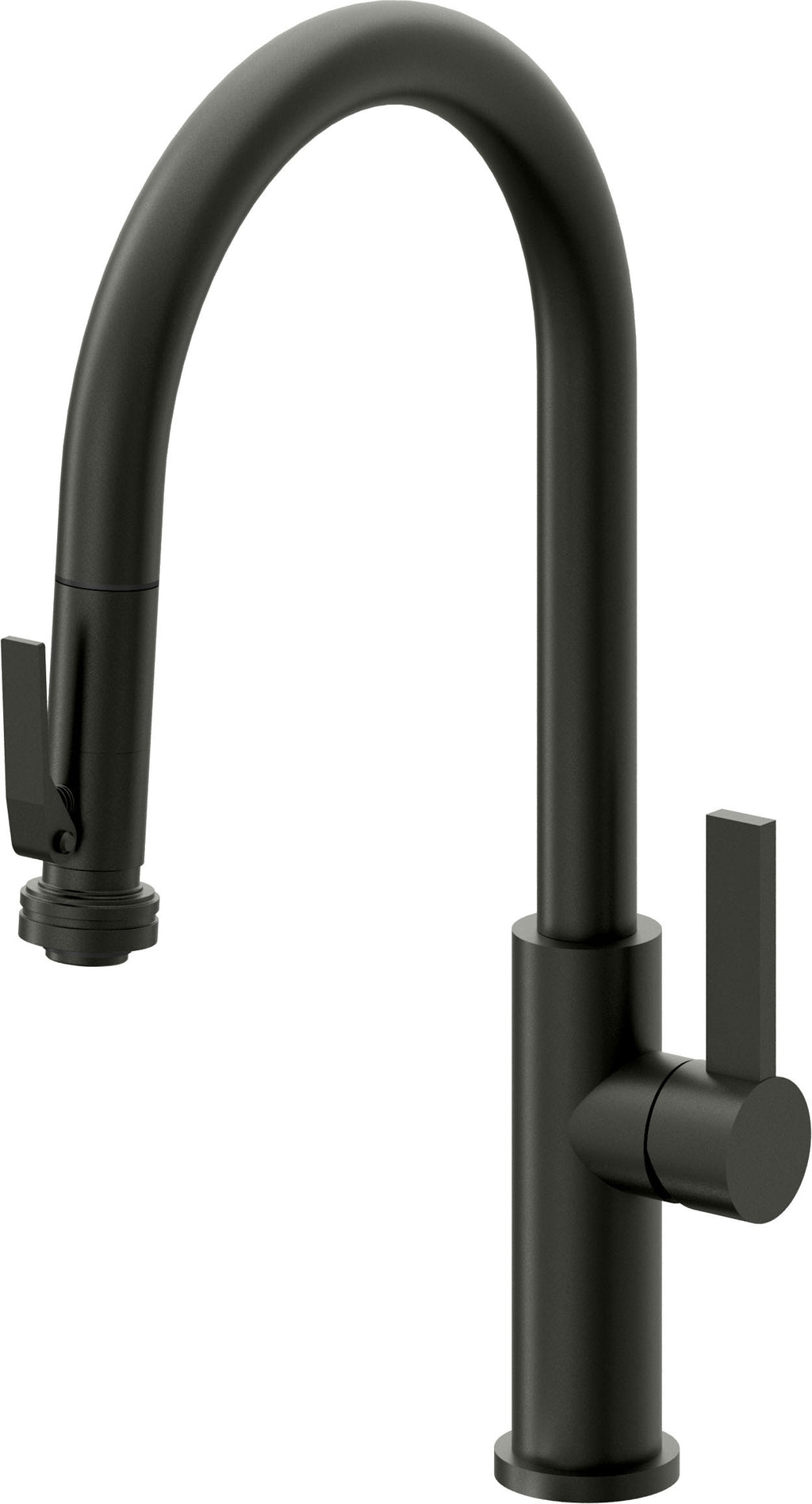 California Faucets Corsano Llave de Cocina Extraible Contemporanea con Rociador de Apretar - Pico Alto en Arco - Bronce Bella Terra