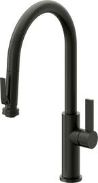 California Faucets Corsano Llave de Cocina Extraible Contemporanea con Rociador de Apretar - Pico Alto en Arco - Bronce Bella Terra