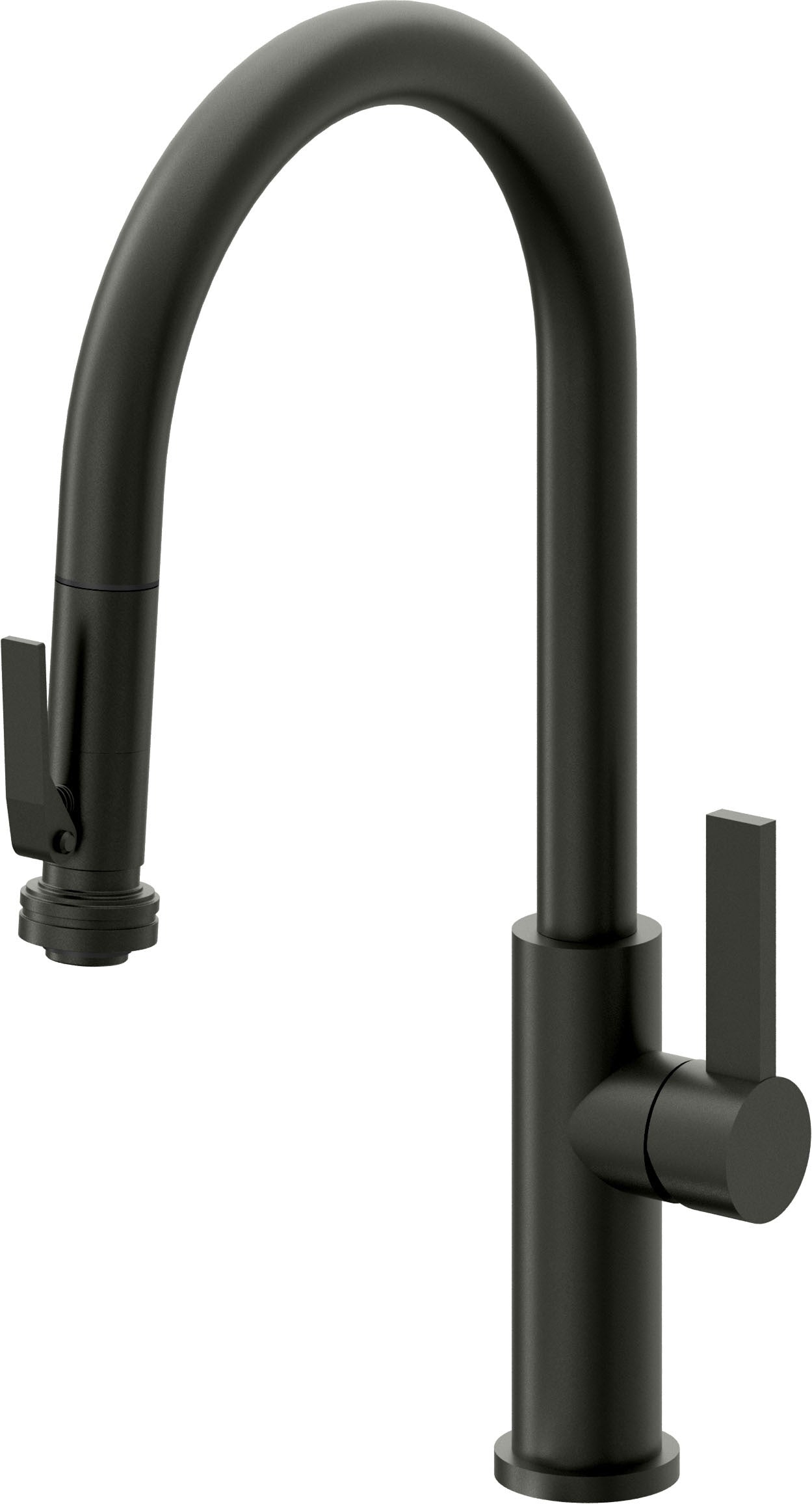 California Faucets Corsano Llave de Cocina Extraible Contemporanea con Rociador de Apretar - Pico Alto en Arco - Bronce Bella Terra