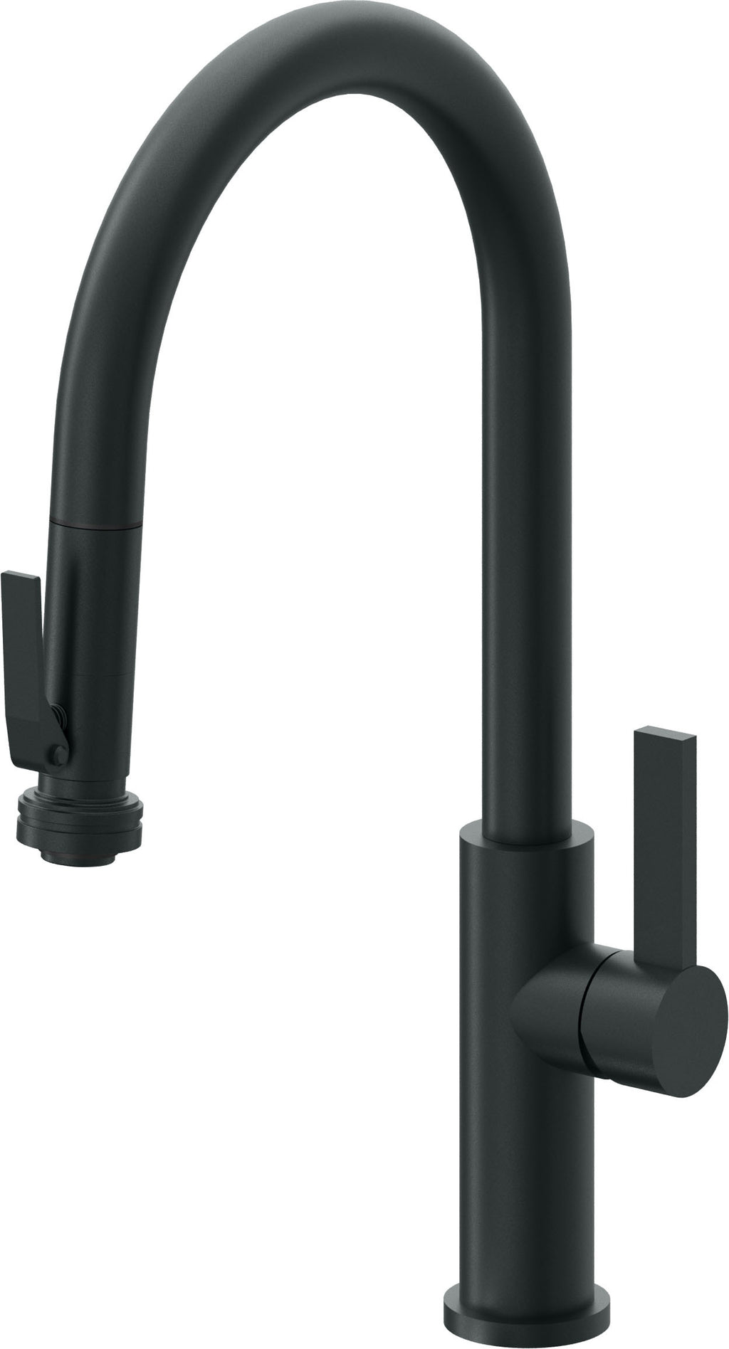 California Faucets Corsano Llave de Cocina Extraible Contemporanea con Rociador de Apretar - Pico Alto en Arco - Carbón