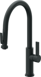 California Faucets Corsano Llave de Cocina Extraible Contemporanea con Rociador de Apretar - Pico Alto en Arco - Carbón