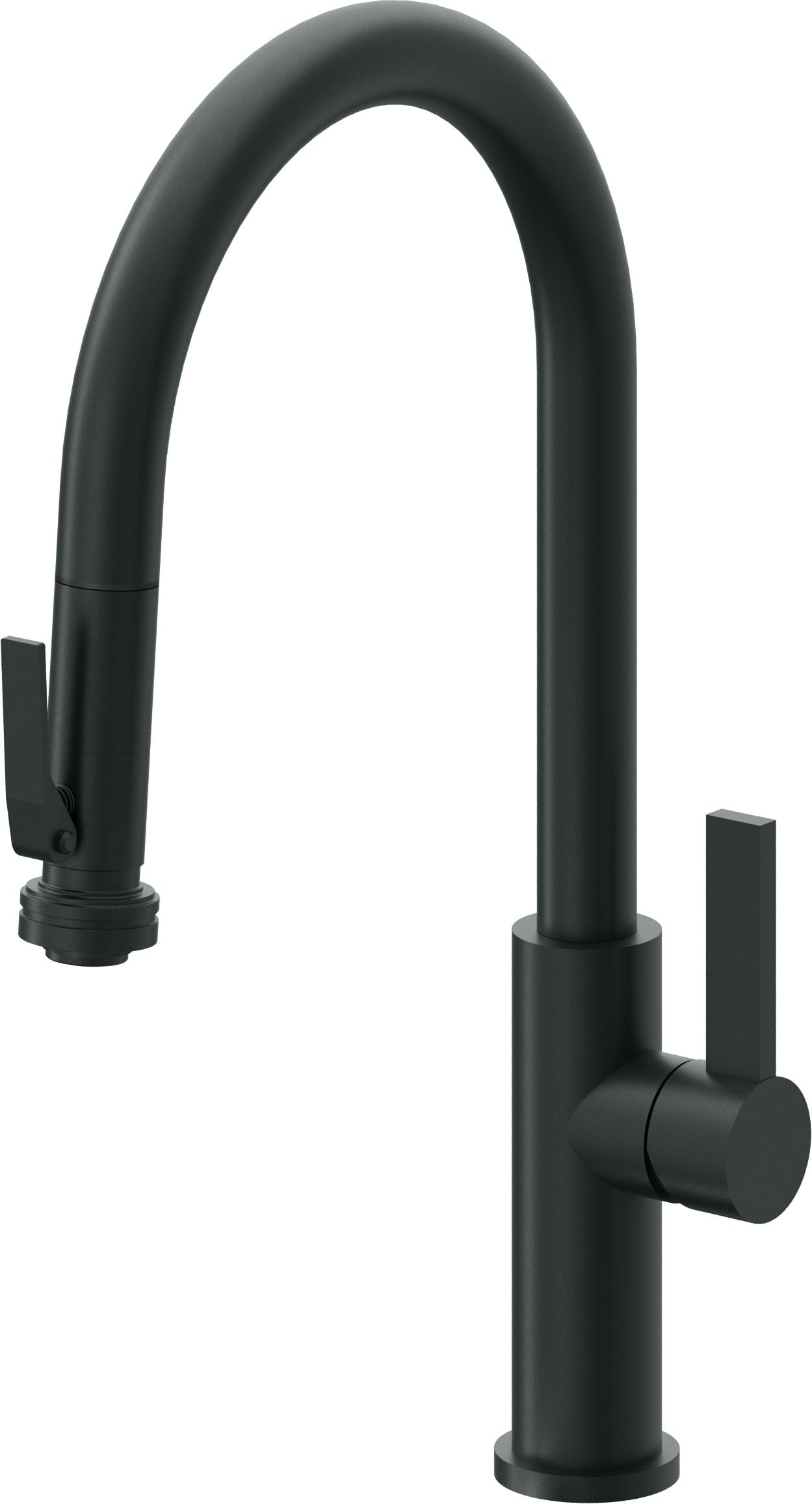 California Faucets Corsano Llave de Cocina Extraible Contemporanea con Rociador de Apretar - Pico Alto en Arco - Carbón