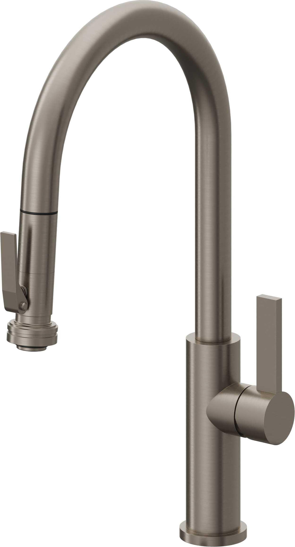 California Faucets Corsano Llave de Cocina Extraible Contemporanea con Rociador de Apretar - Pico Alto en Arco - Grafito