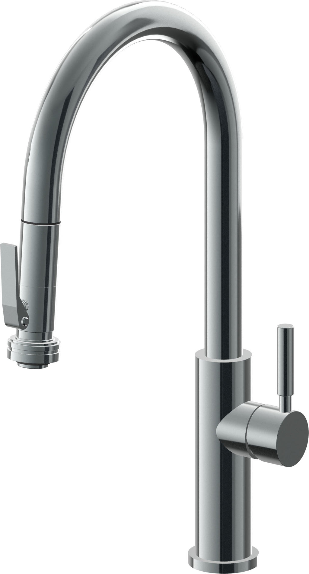 California Faucets Corsano Llave de Cocina Extraible Contemporanea con Rociador de Apretar - Pico Alto en Arco - Níquel Negro