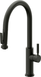 California Faucets Corsano Llave de Cocina Extraible Contemporanea con Rociador de Apretar - Pico Alto en Arco - Bronce Bella Terra