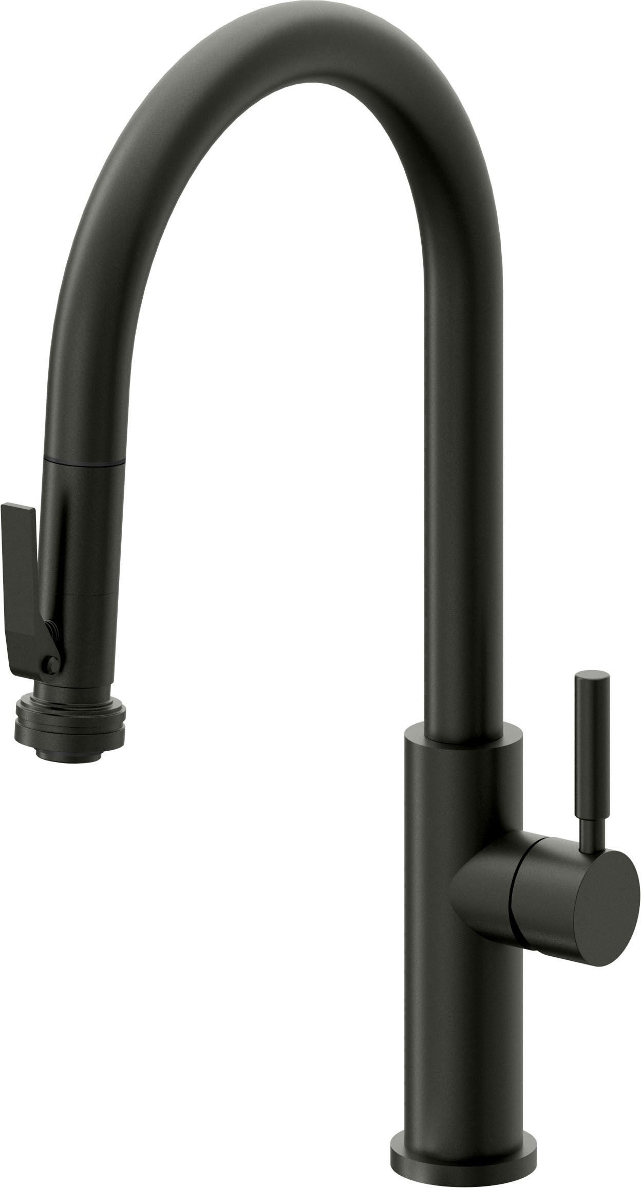 California Faucets Corsano Llave de Cocina Extraible Contemporanea con Rociador de Apretar - Pico Alto en Arco - Bronce Bella Terra