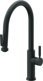 California Faucets Corsano Llave de Cocina Extraible Contemporanea con Rociador de Apretar - Pico Alto en Arco - Carbón