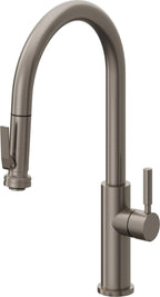 California Faucets Corsano Llave de Cocina Extraible Contemporanea con Rociador de Apretar - Pico Alto en Arco - Grafito