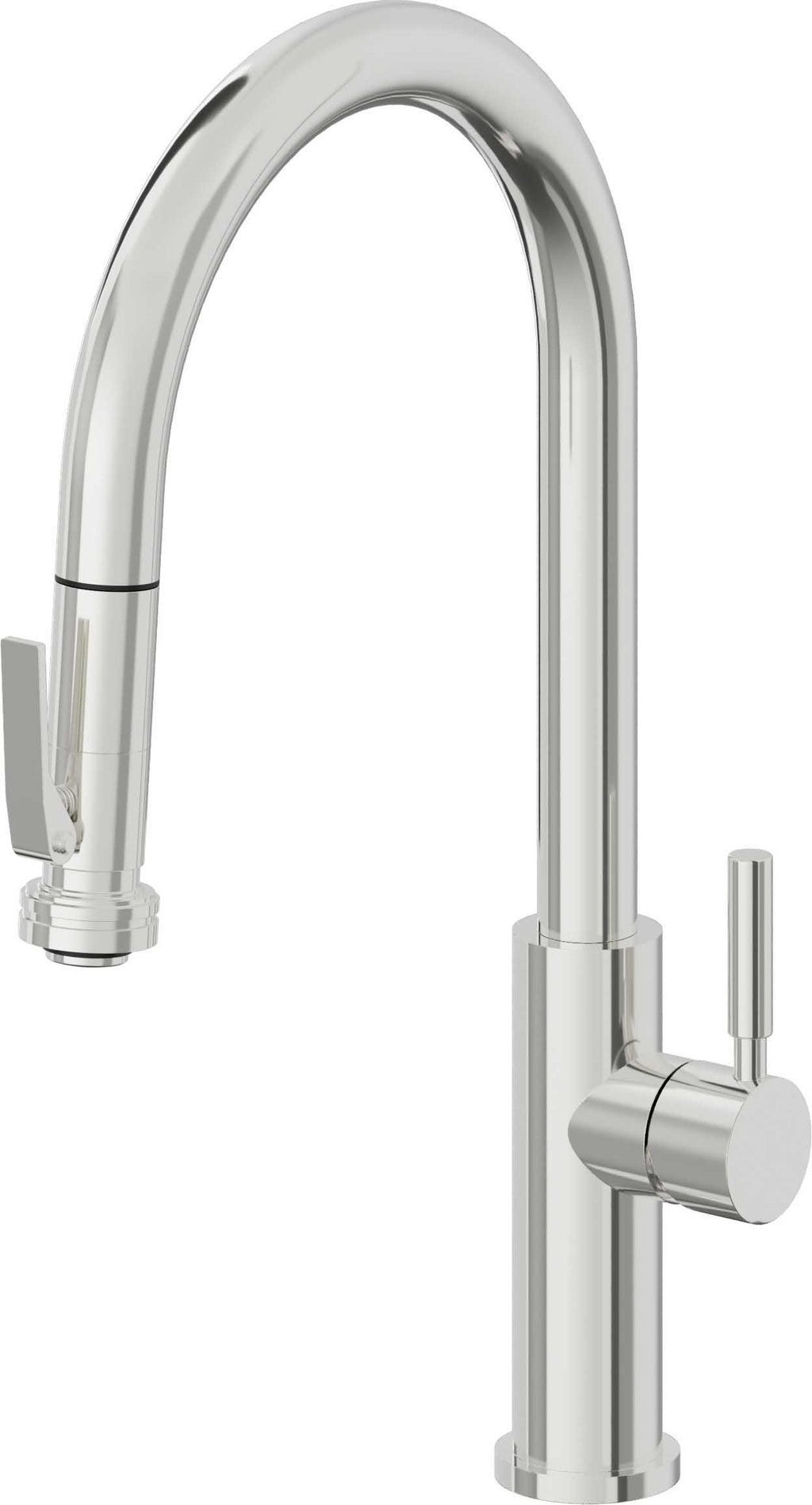 California Faucets Corsano Llave de Cocina Extraible Contemporanea con Rociador de Apretar - Pico Alto en Arco - Cromo Pulido