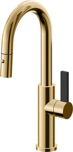 California Faucets Corsano Llave de Bar/Preparacion Extraible Contemporanea con Rociador de Boton - Oro Francés