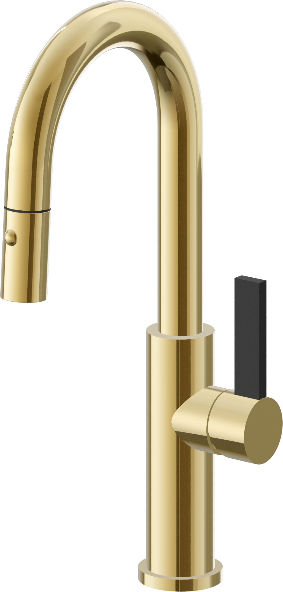 California Faucets Corsano Llave de Bar/Preparacion Extraible Contemporanea con Rociador de Boton - Oro Pulido de por Vida