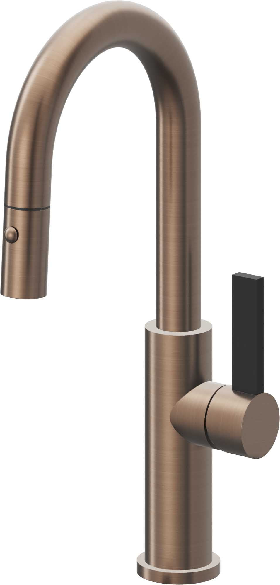 California Faucets Corsano Llave de Bar/Preparacion Extraible Contemporanea con Rociador de Boton - Bronce Satinado
