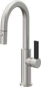 California Faucets Corsano Llave de Bar/Preparacion Extraible Contemporanea con Rociador de Boton - Cromo Satinado