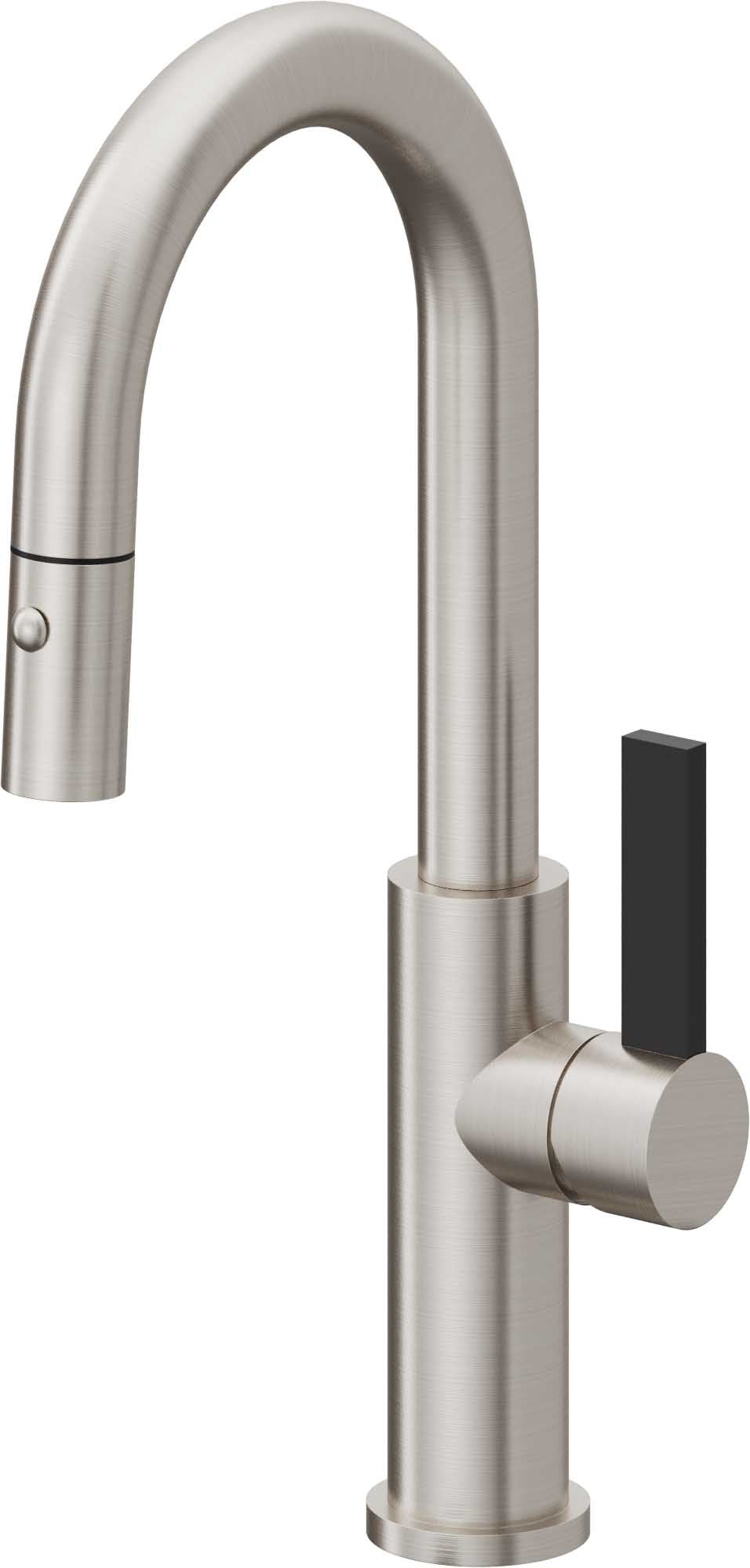 California Faucets Corsano Llave de Bar/Preparacion Extraible Contemporanea con Rociador de Boton - Acero Inoxidable Ultra