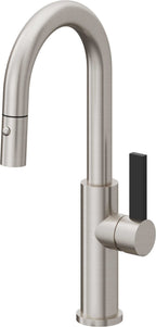 California Faucets Corsano Llave de Bar/Preparacion Extraible Contemporanea con Rociador de Boton - Acero Inoxidable Ultra