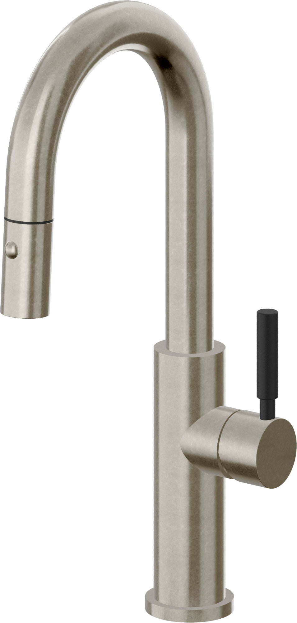 California Faucets Corsano Llave de Bar/Preparacion Extraible Contemporanea con Rociador de Boton - Níquel Bruñido