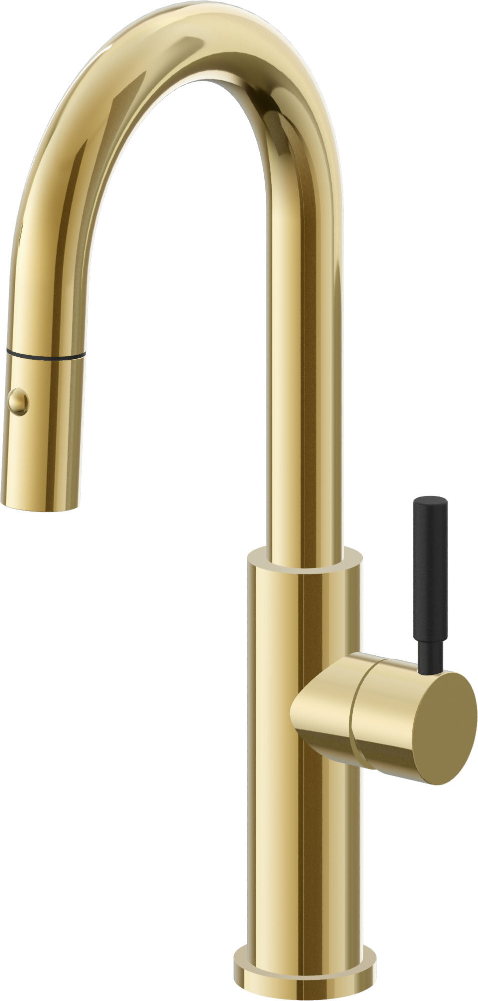 California Faucets Corsano Llave de Bar/Preparacion Extraible Contemporanea con Rociador de Boton - Oro Pulido de por Vida