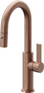 California Faucets Corsano Llave de Bar/Preparacion Extraible Contemporanea con Rociador de Boton - Cobre Antiguo Mate