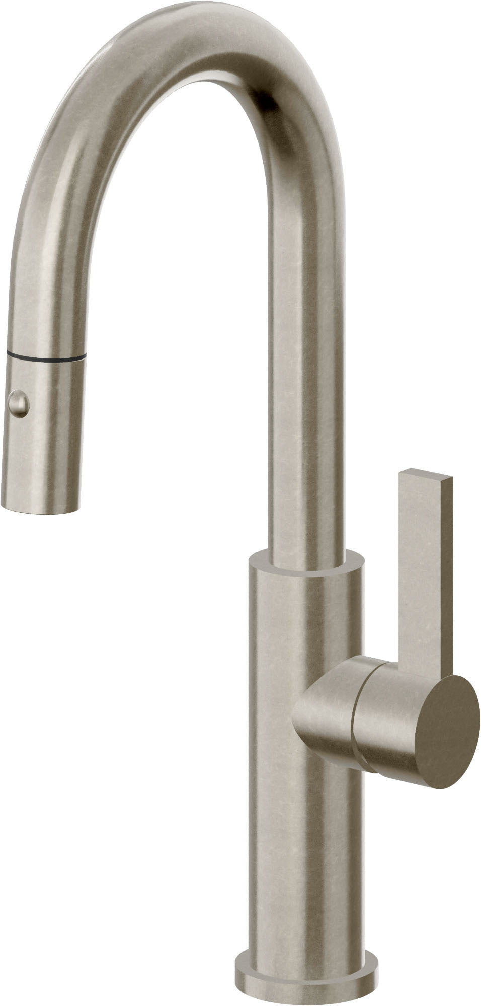 California Faucets Corsano Llave de Bar/Preparacion Extraible Contemporanea con Rociador de Boton - Níquel Bruñido