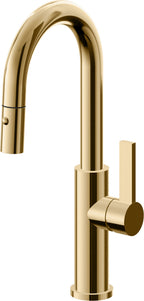 California Faucets Corsano Llave de Bar/Preparacion Extraible Contemporanea con Rociador de Boton - Oro Francés