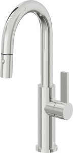 California Faucets Corsano Llave de Bar/Preparacion Extraible Contemporanea con Rociador de Boton - Cromo Pulido