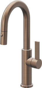 California Faucets Corsano Llave de Bar/Preparacion Extraible Contemporanea con Rociador de Boton - Bronce Satinado