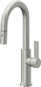 California Faucets Corsano Llave de Bar/Preparacion Extraible Contemporanea con Rociador de Boton - Cromo Satinado
