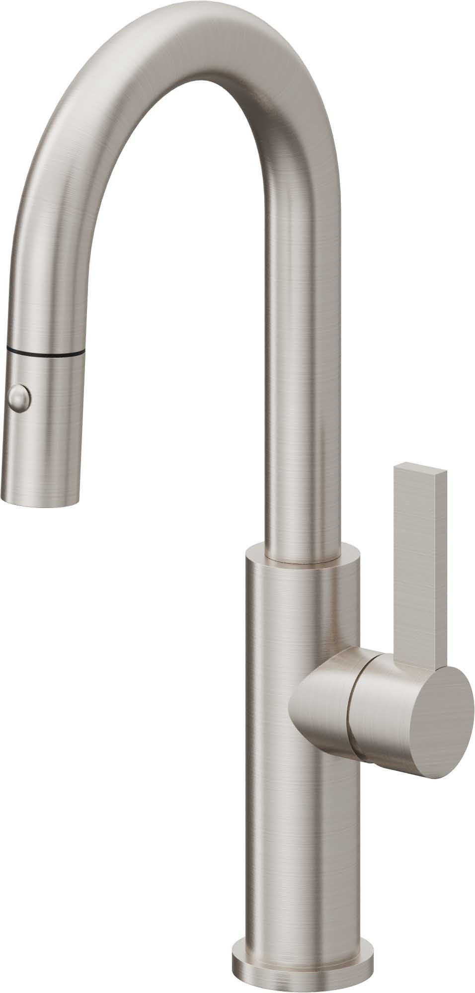 California Faucets Corsano Llave de Bar/Preparacion Extraible Contemporanea con Rociador de Boton - Acero Inoxidable Ultra