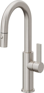 California Faucets Corsano Llave de Bar/Preparacion Extraible Contemporanea con Rociador de Boton - Acero Inoxidable Ultra