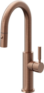 California Faucets Corsano Llave de Bar/Preparacion Extraible Contemporanea con Rociador de Boton - Cobre Antiguo Mate