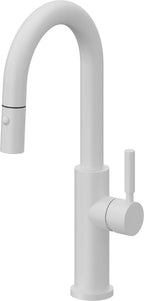 California Faucets Corsano Llave de Bar/Preparacion Extraible Contemporanea con Rociador de Boton - Blanco Mate