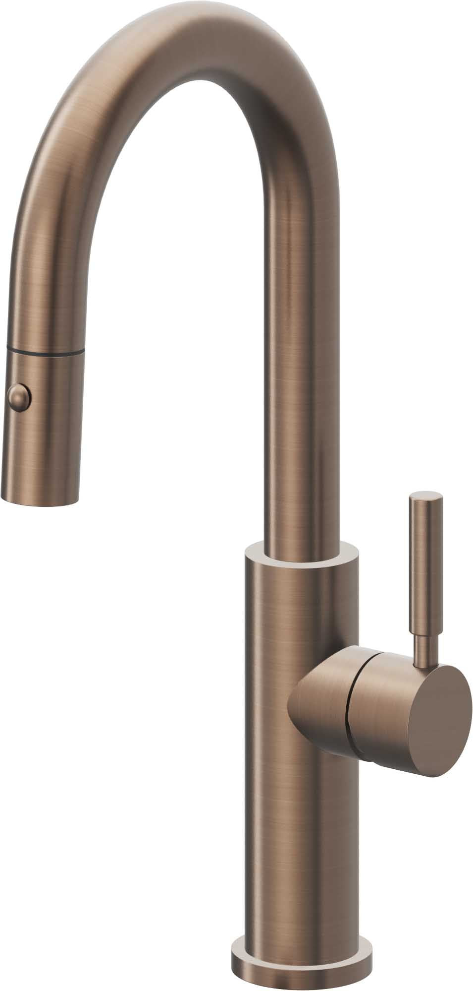 California Faucets Corsano Llave de Bar/Preparacion Extraible Contemporanea con Rociador de Boton - Bronce Satinado