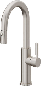 California Faucets Corsano Llave de Bar/Preparacion Extraible Contemporanea con Rociador de Boton - Acero Inoxidable Ultra