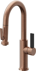 California Faucets Corsano Llave de Bar/Preparacion Extraible Contemporanea con Rociador de Apretar - Cobre Antiguo Mate
