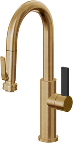 California Faucets Corsano Llave de Bar/Preparacion Extraible Contemporanea con Rociador de Apretar - Latón Bruñido