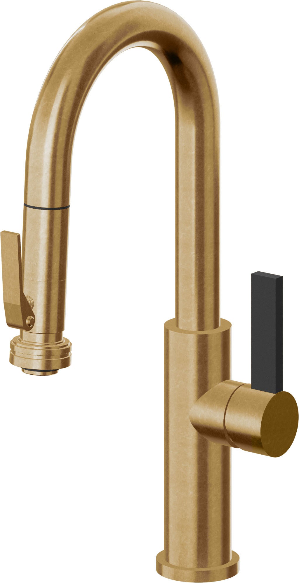 California Faucets Corsano Llave de Bar/Preparacion Extraible Contemporanea con Rociador de Apretar - Latón Bruñido