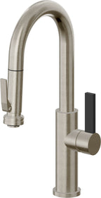 California Faucets Corsano Llave de Bar/Preparacion Extraible Contemporanea con Rociador de Apretar - Níquel Bruñido
