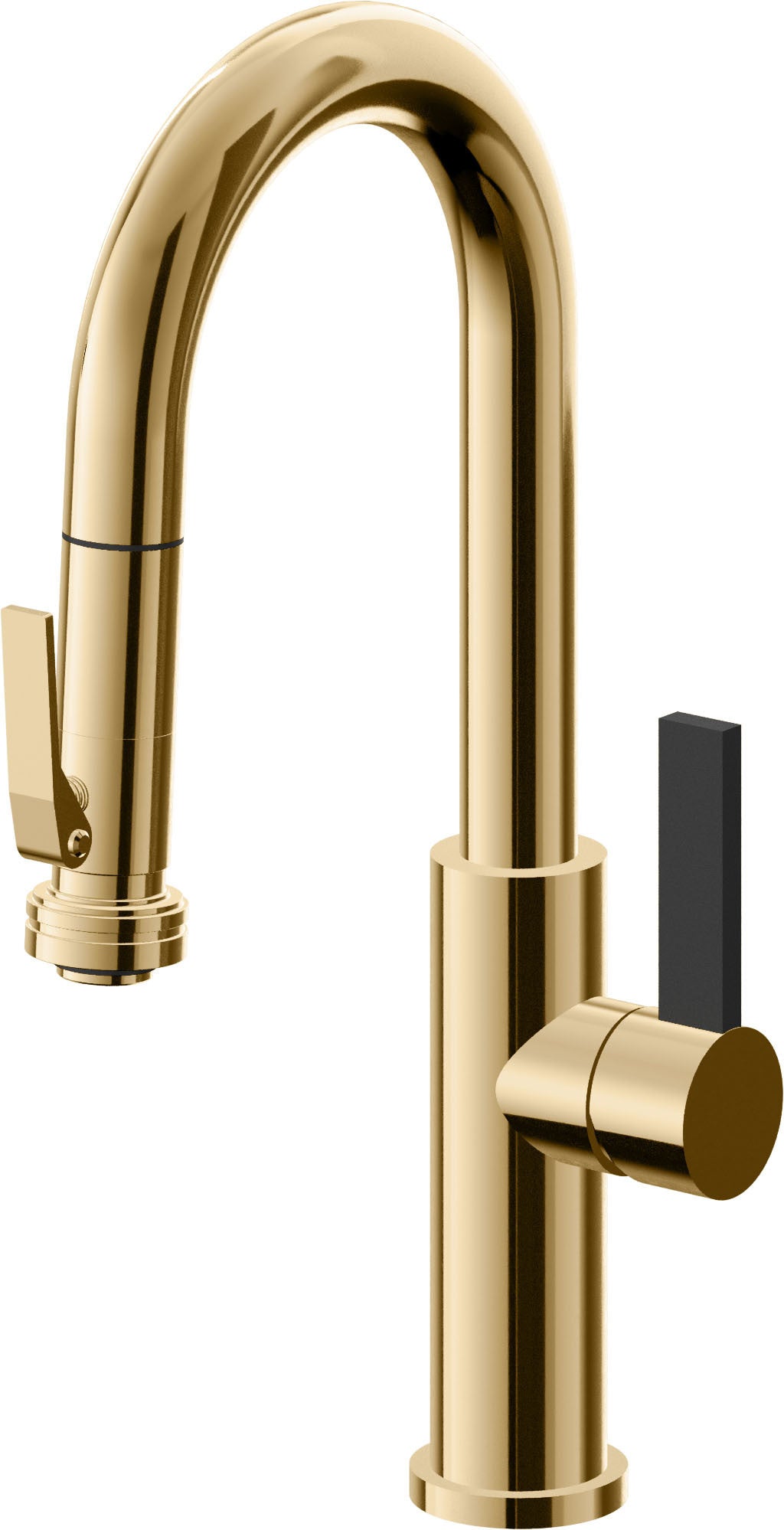 California Faucets Corsano Llave de Bar/Preparacion Extraible Contemporanea con Rociador de Apretar - Oro Francés