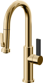 California Faucets Corsano Llave de Bar/Preparacion Extraible Contemporanea con Rociador de Apretar - Oro Francés