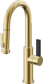 California Faucets Corsano Llave de Bar/Preparacion Extraible Contemporanea con Rociador de Apretar - Oro Pulido de por Vida