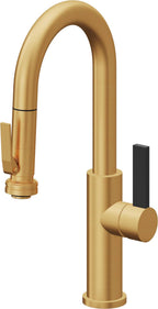California Faucets Corsano Llave de Bar/Preparacion Extraible Contemporanea con Rociador de Apretar - Oro Satinado de por Vida