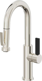 California Faucets Corsano Llave de Bar/Preparacion Extraible Contemporanea con Rociador de Apretar - Níquel Pulido